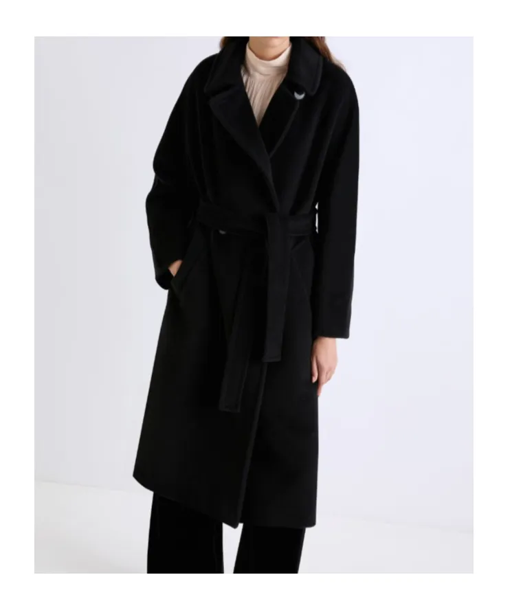 Double-Breasted Beaver Cloth Coat