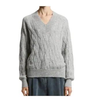 V-Neck Cable-Knit Sweater