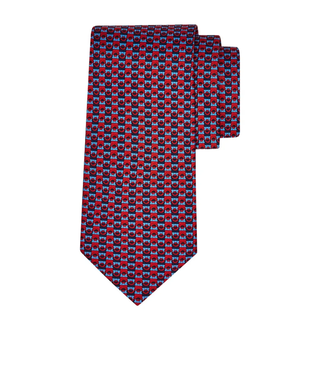Gancini Bicolor Print Silk Tie