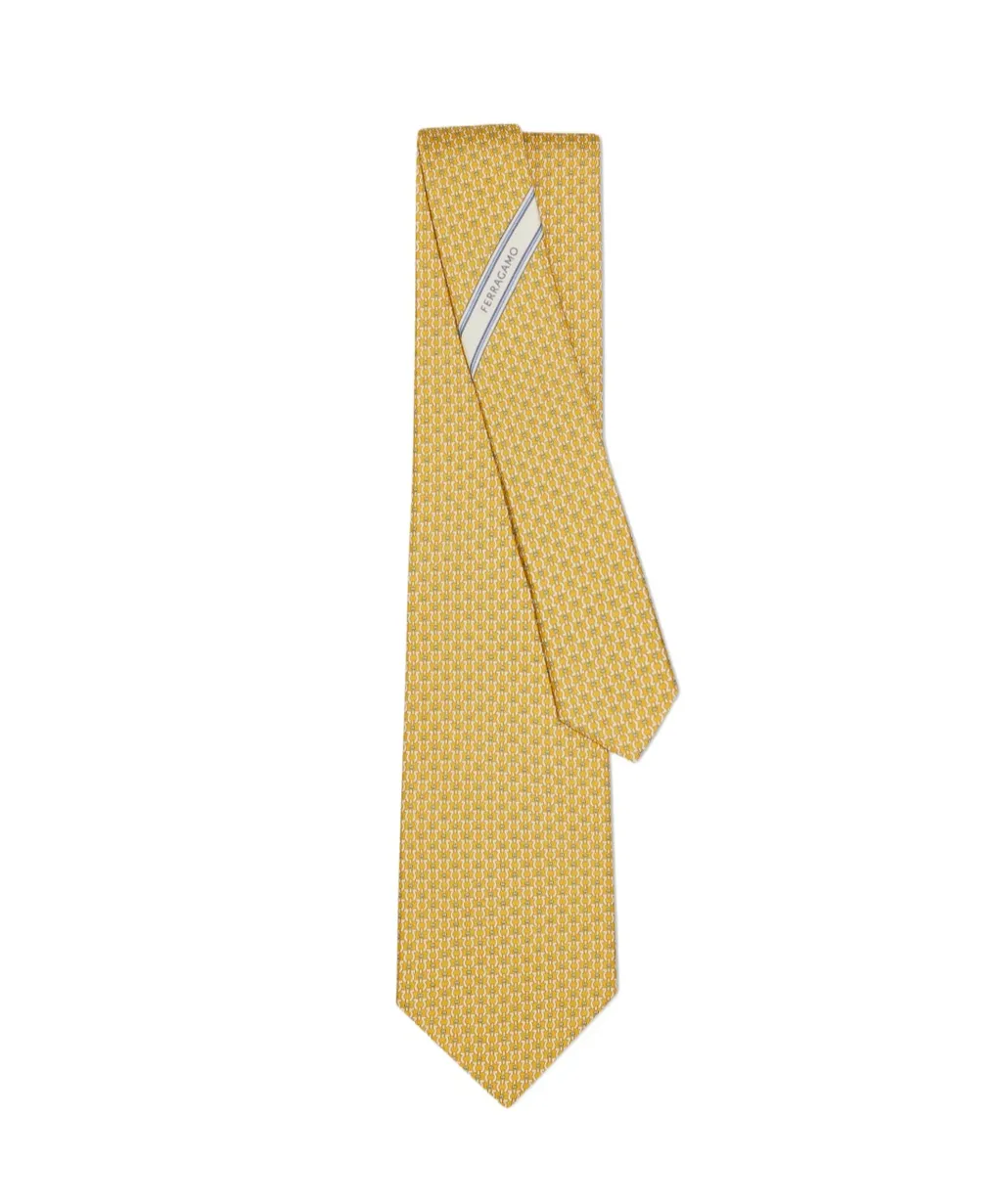 Gancini Printed Silk Tie