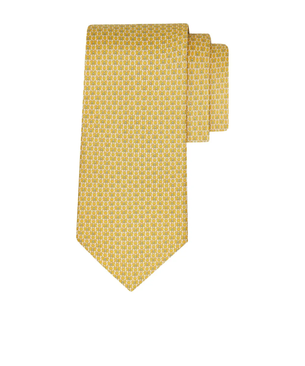 Gancini Printed Silk Tie