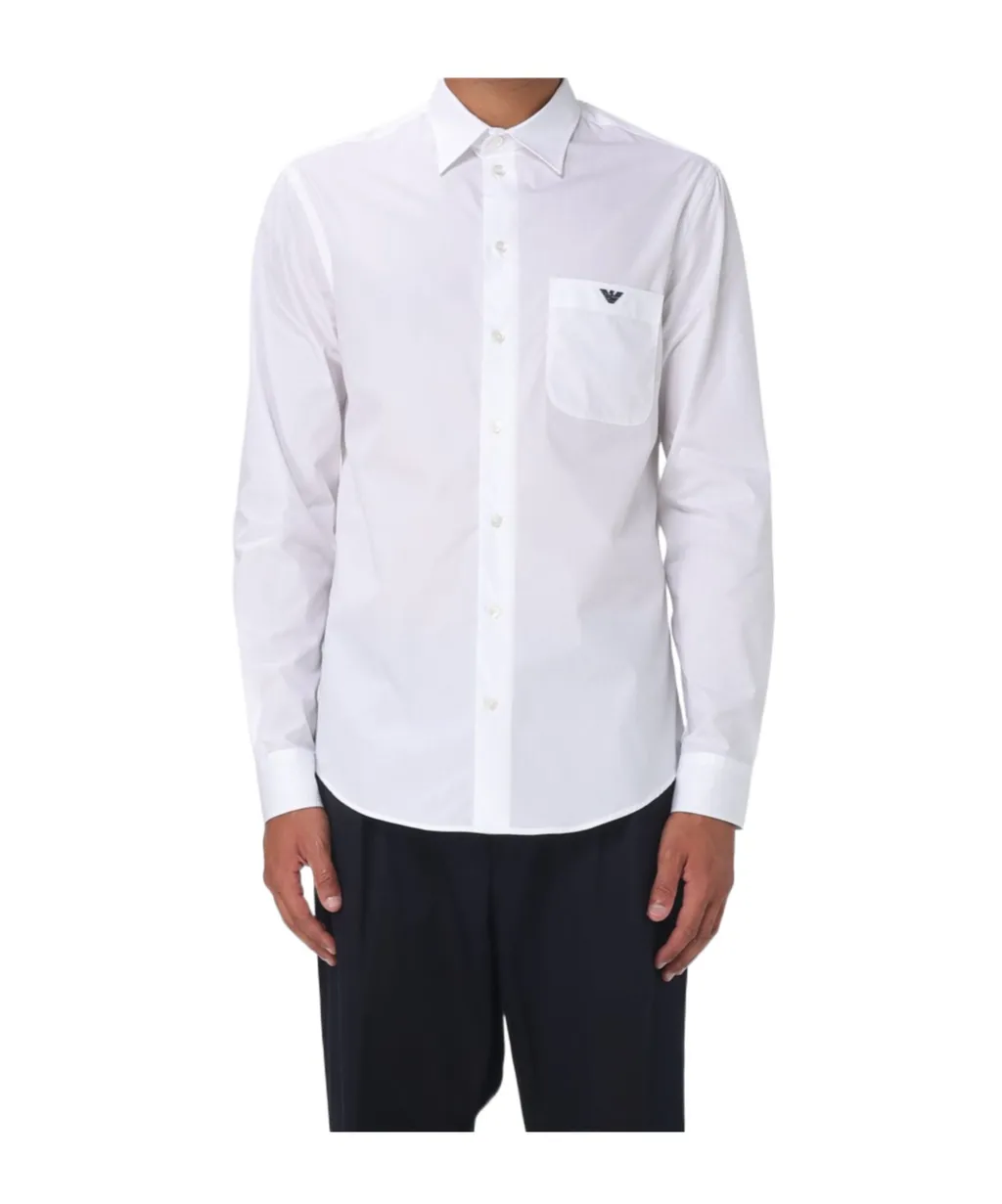 Emporio Armani Regular Fit Logo Embroidered Shirt