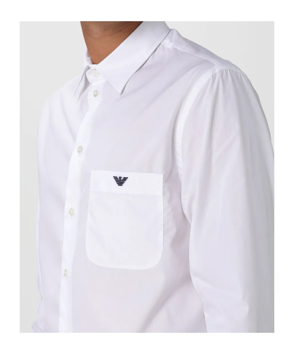 Emporio Armani Regular Fit Logo Embroidered Shirt