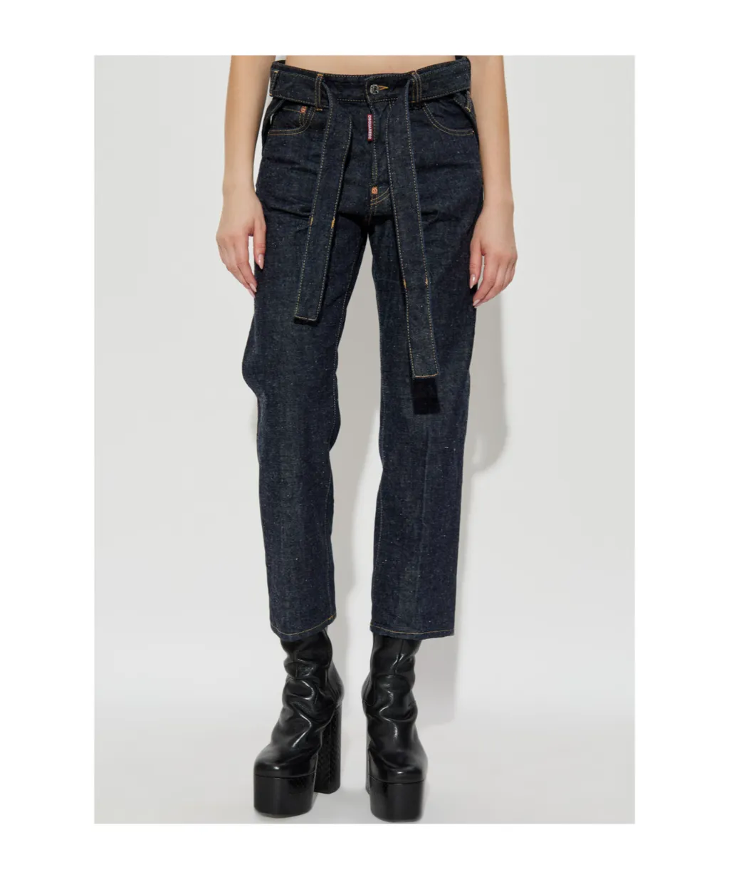 Dsquared2 X Magliano Belted Cropped Jeans