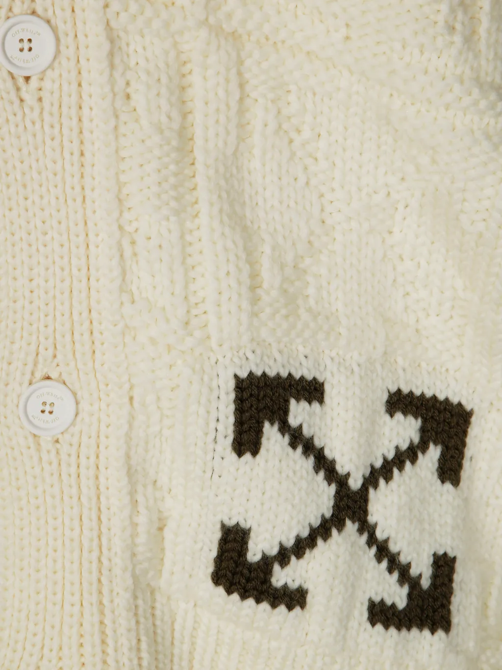 Off-White V-Neck Knitted Cardigan