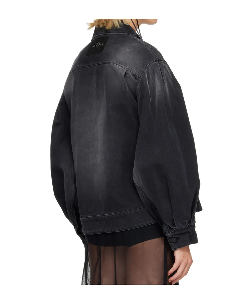 Denim Jacket With Decorative Carved Belt Details