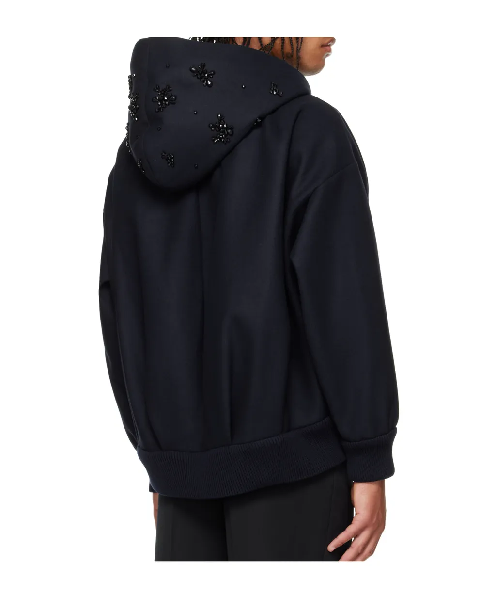 Embellished Hooded Zip-Up Jacket