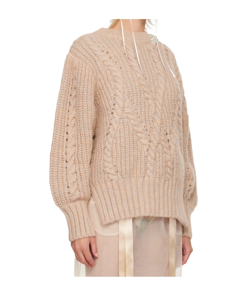 Chunky Knit Sweater With Puff Sleeves