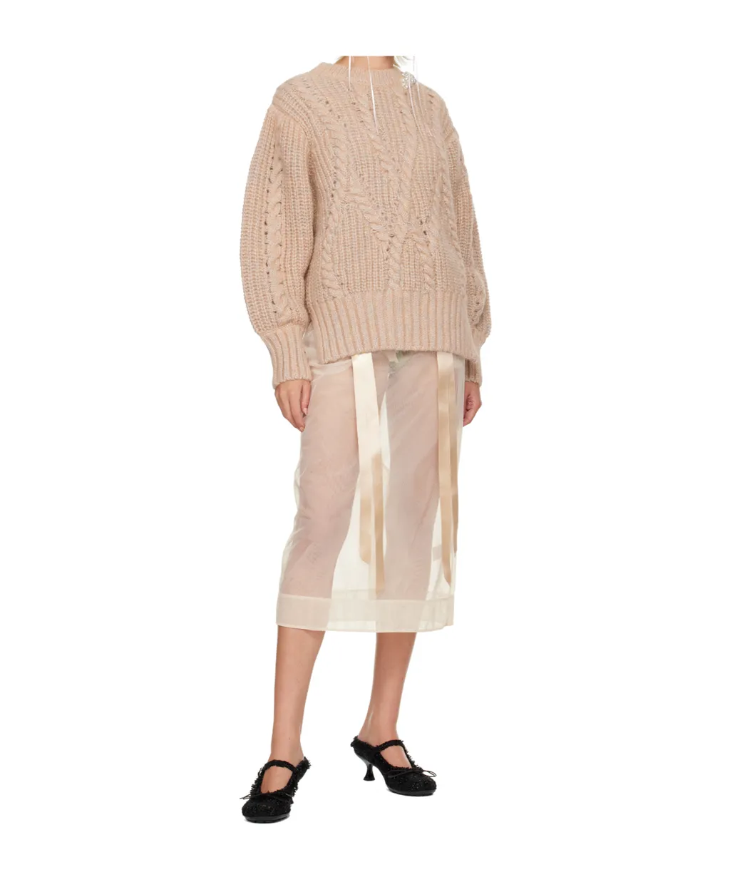 Chunky Knit Sweater With Puff Sleeves