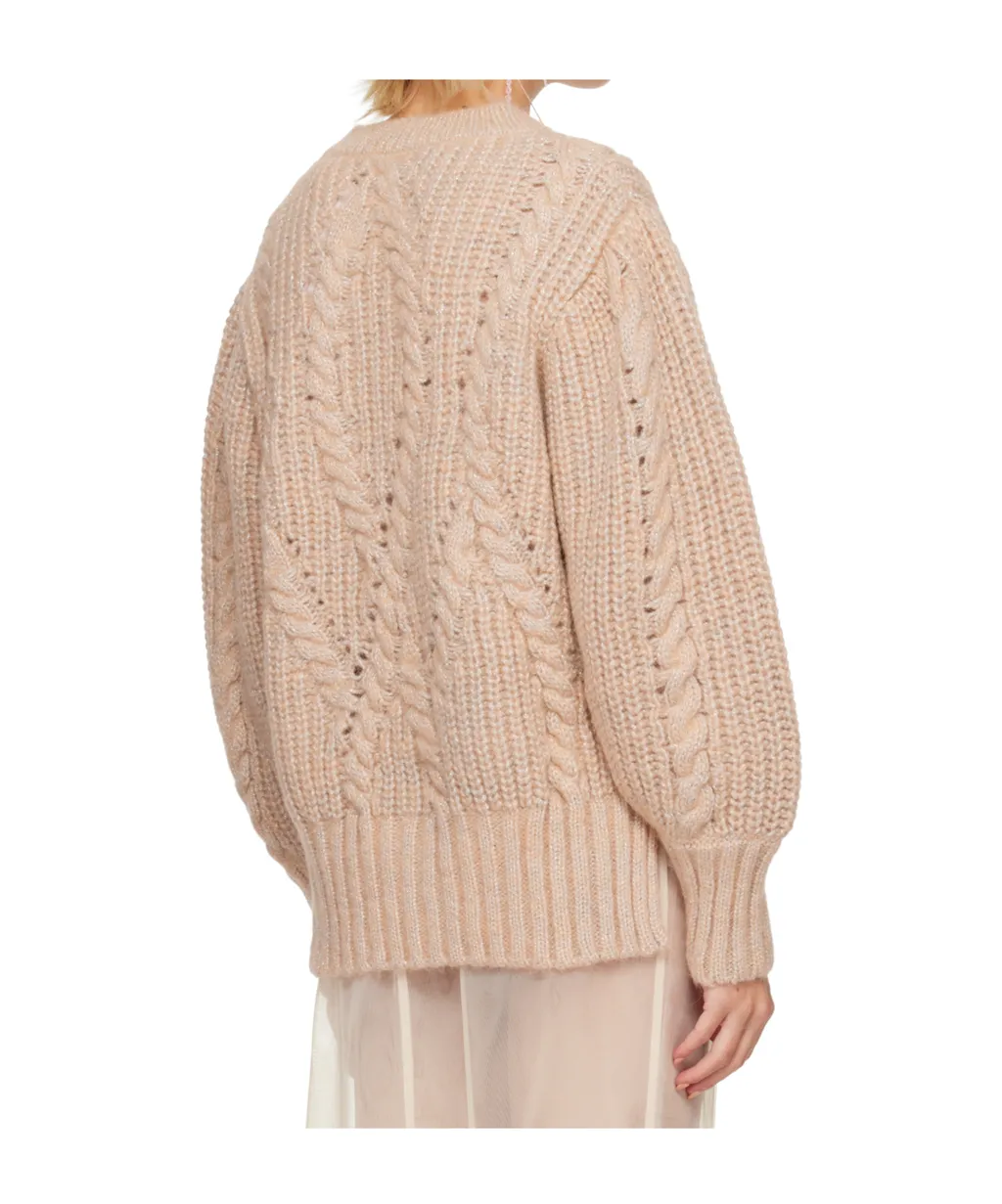 Chunky Knit Sweater With Puff Sleeves