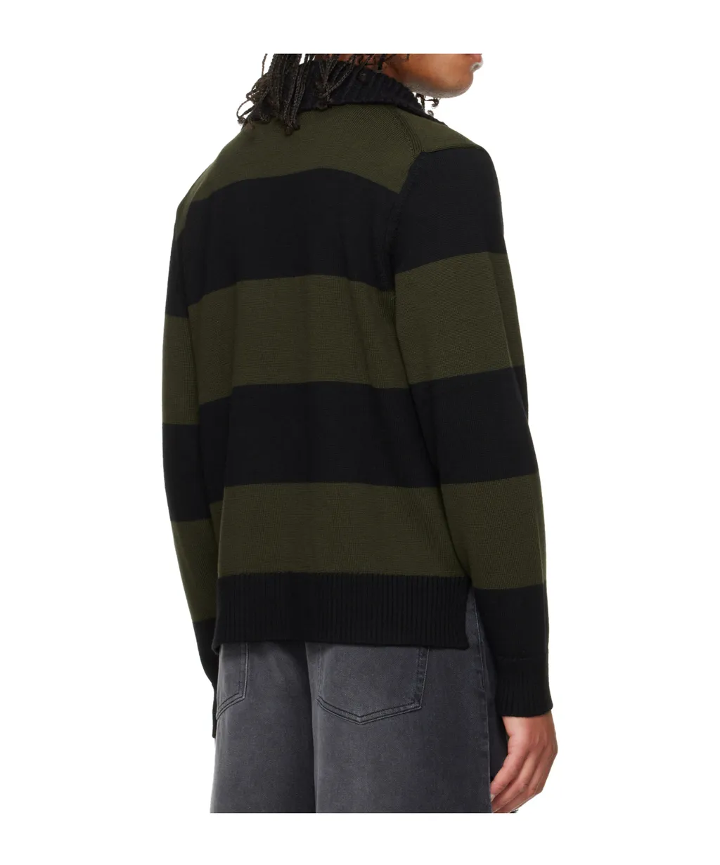 Striped Embellished-Collar Polo Shirt