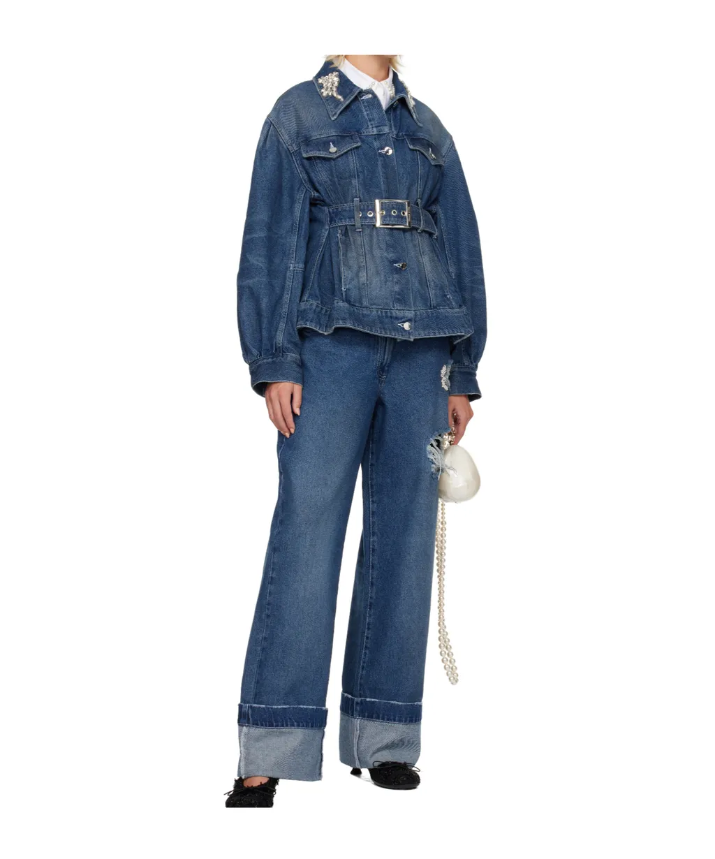 Denim Jacket With Belt Details