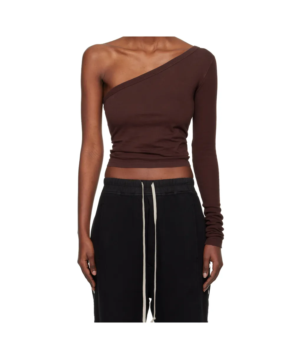 One-Shoulder Cotton Knit T-Shirt