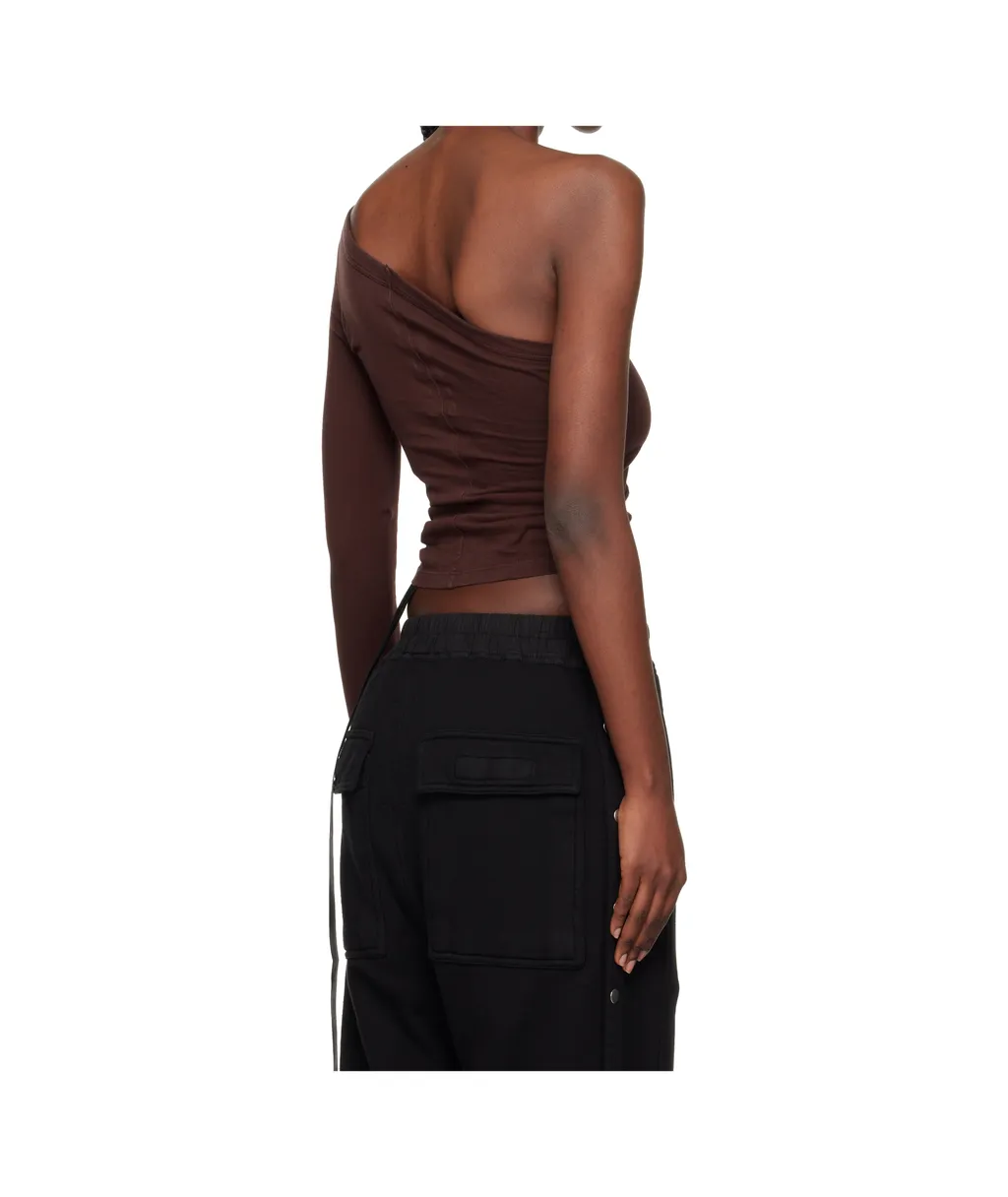 One-Shoulder Cotton Knit T-Shirt