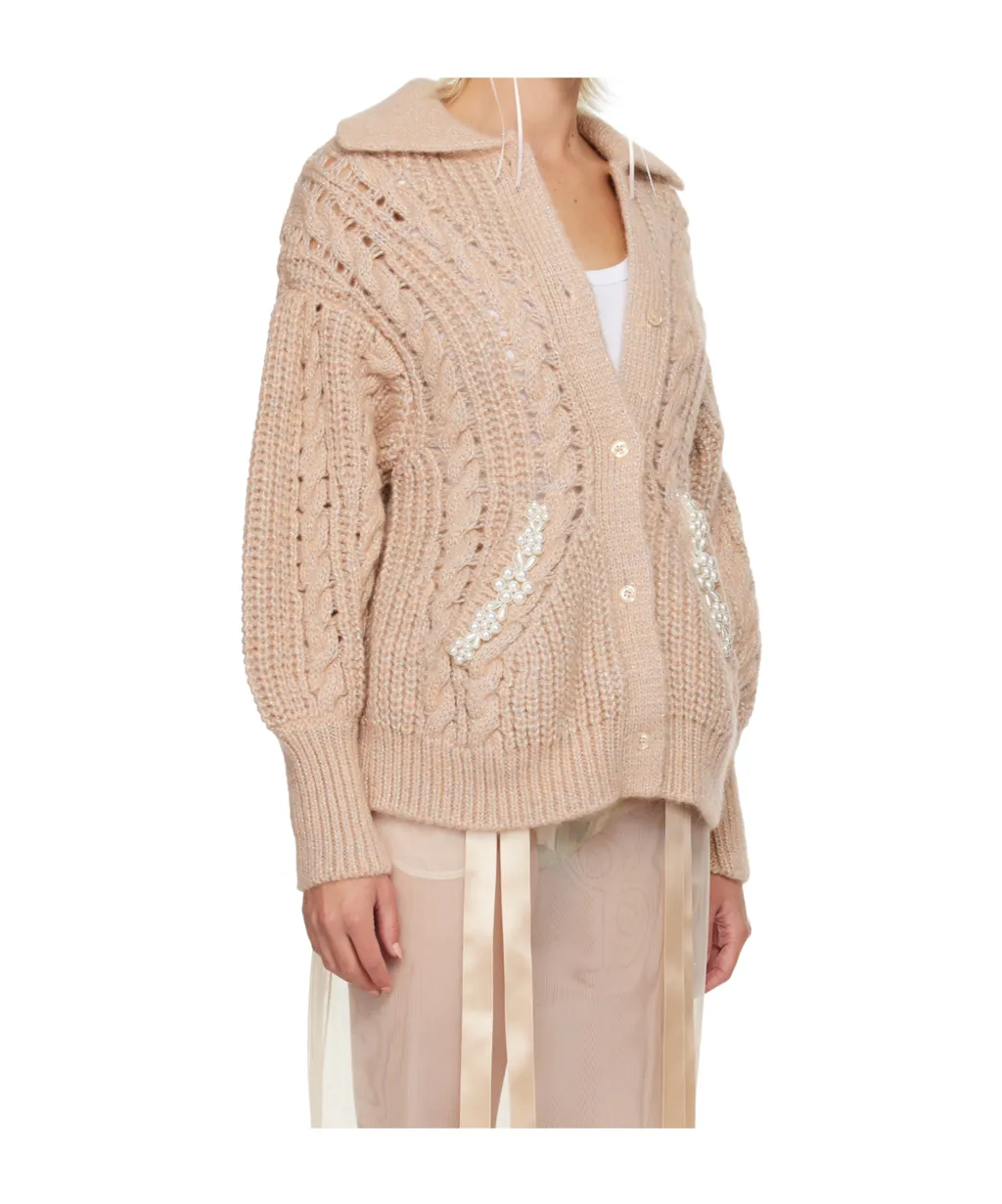 Alpaca Wool Blend Cable Knit Cardigan