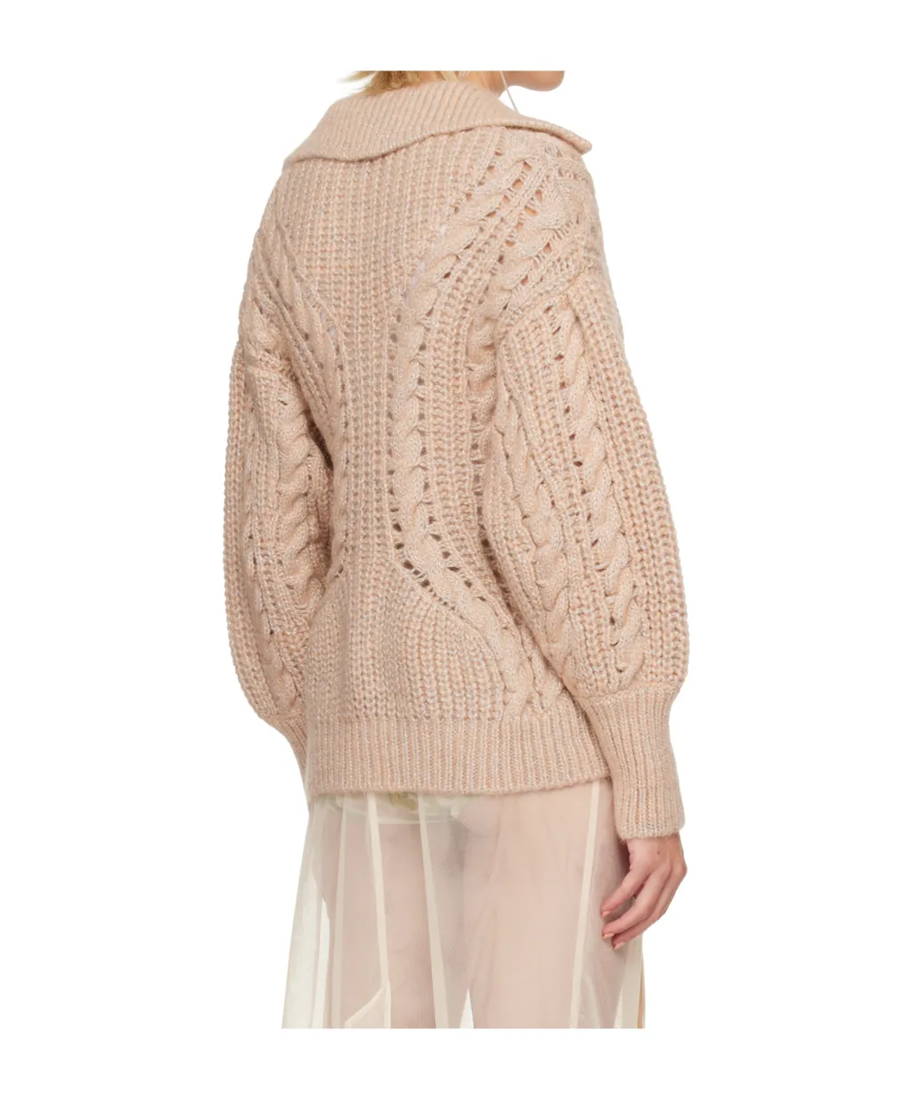 Alpaca Wool Blend Cable Knit Cardigan