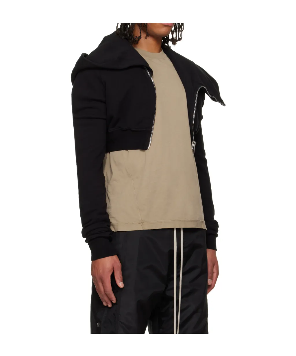 Draped Zip-Front Asymmetrical Hoodie