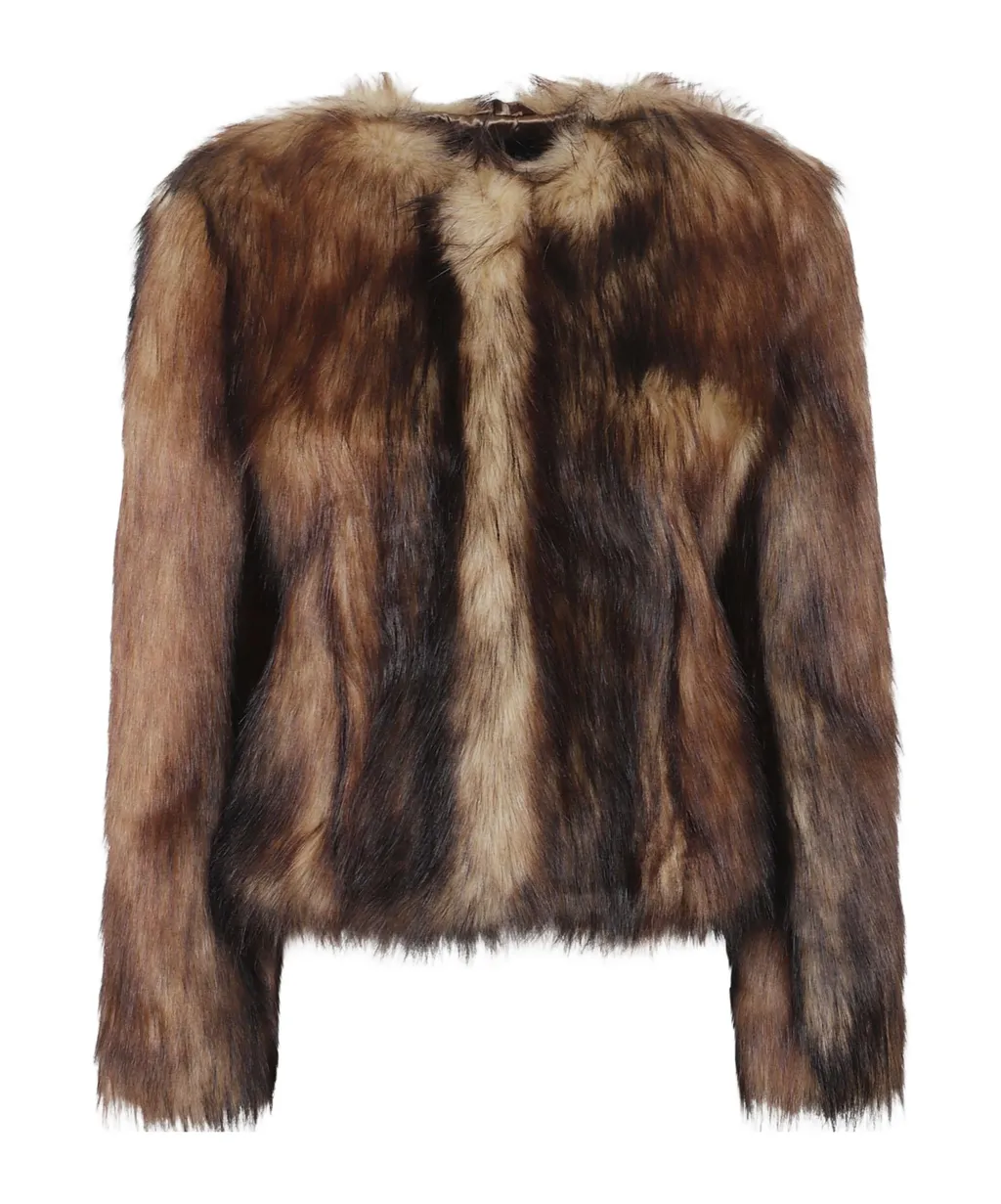 Sculpted Faux Fur Fray Jacket