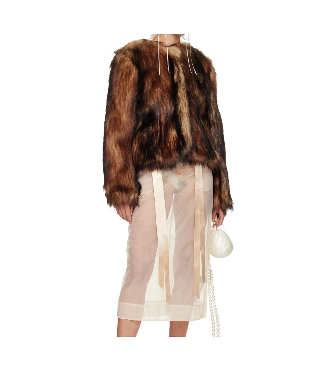 Sculpted Faux Fur Fray Jacket