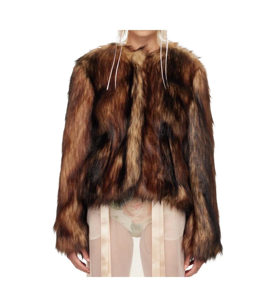 Sculpted Faux Fur Fray Jacket