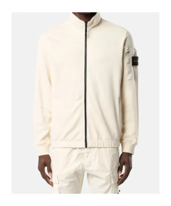 Stone Island Logo Patch Zip-Up Sweatshirt