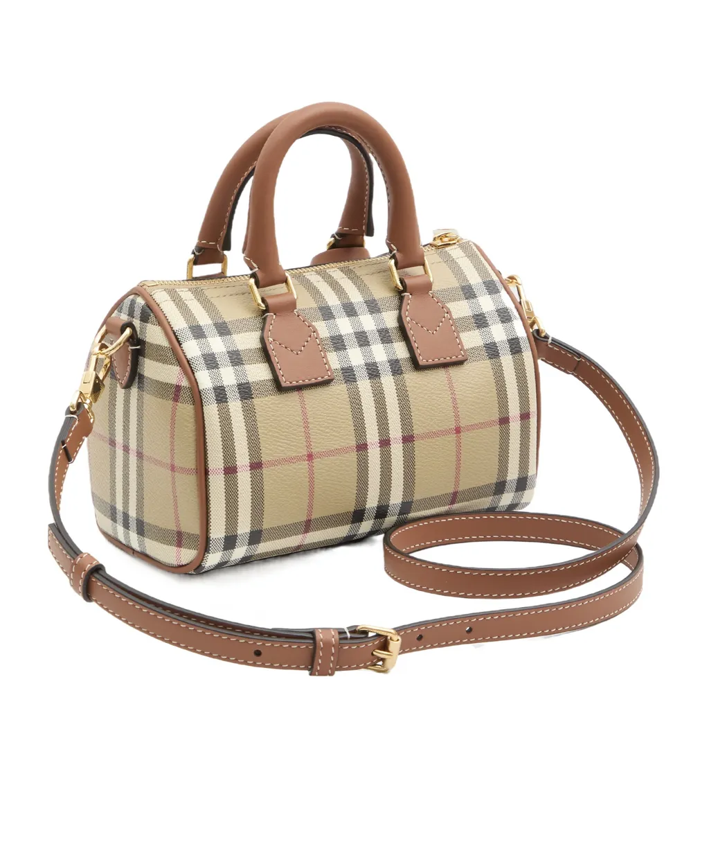 Burberry Check Printed Zipped Bowling Tote Bag