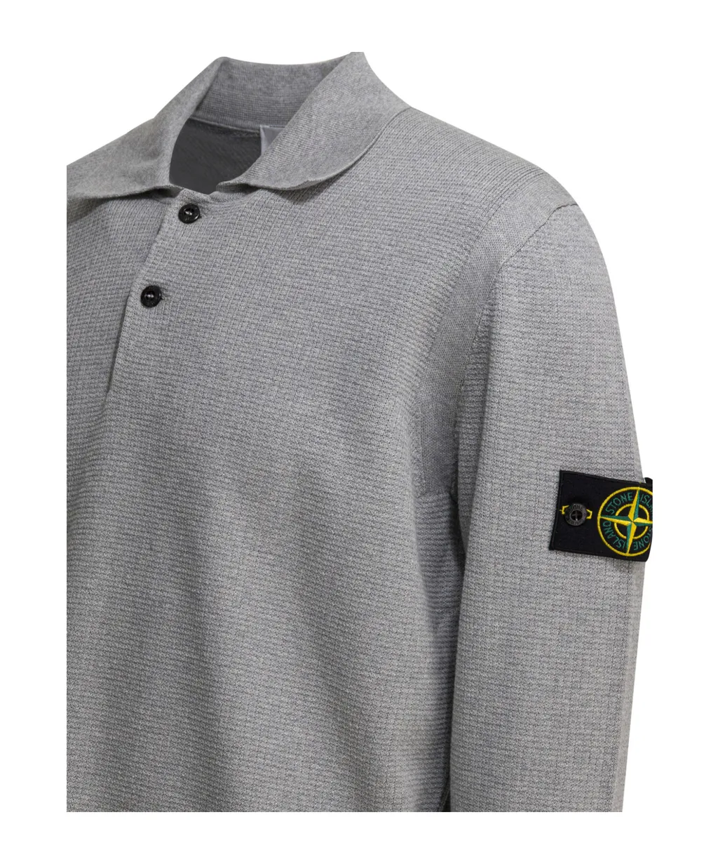 Stone Island Long-Sleeve Knit Polo Shirt