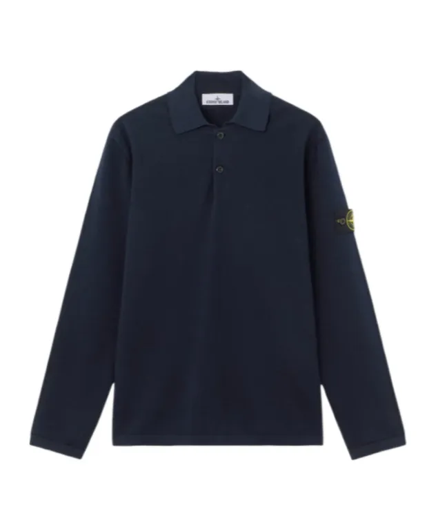 Stone Island Long-Sleeve Knit Polo Shirt