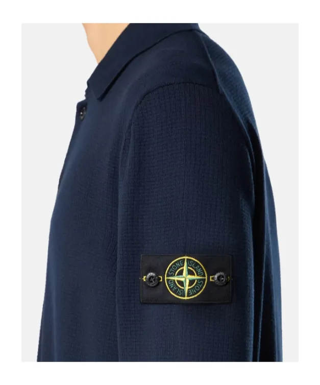 Stone Island Long-Sleeve Knit Polo Shirt