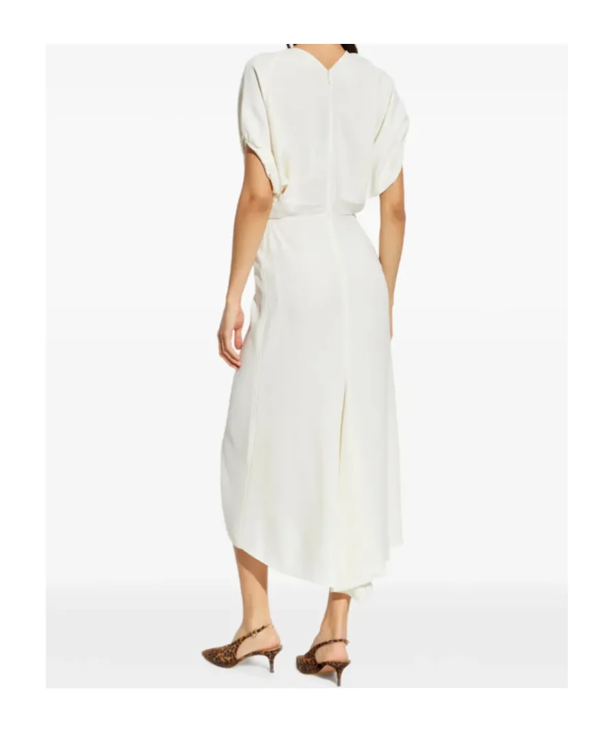 Gathered Short-Sleeves Midi Dress