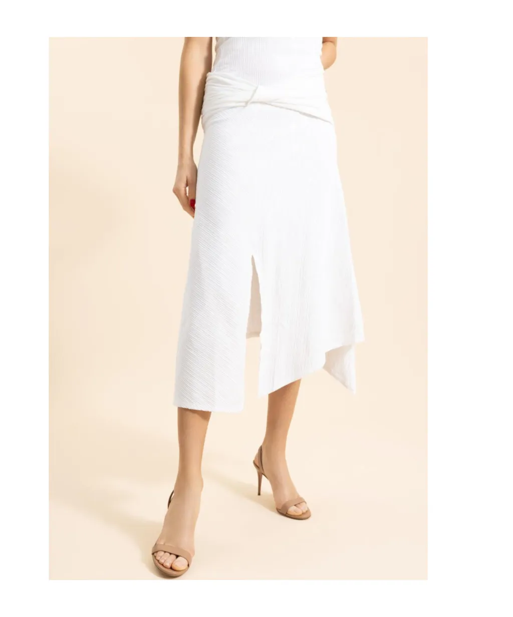 Victoria Beckham Twist-Front Ribbed Skirt