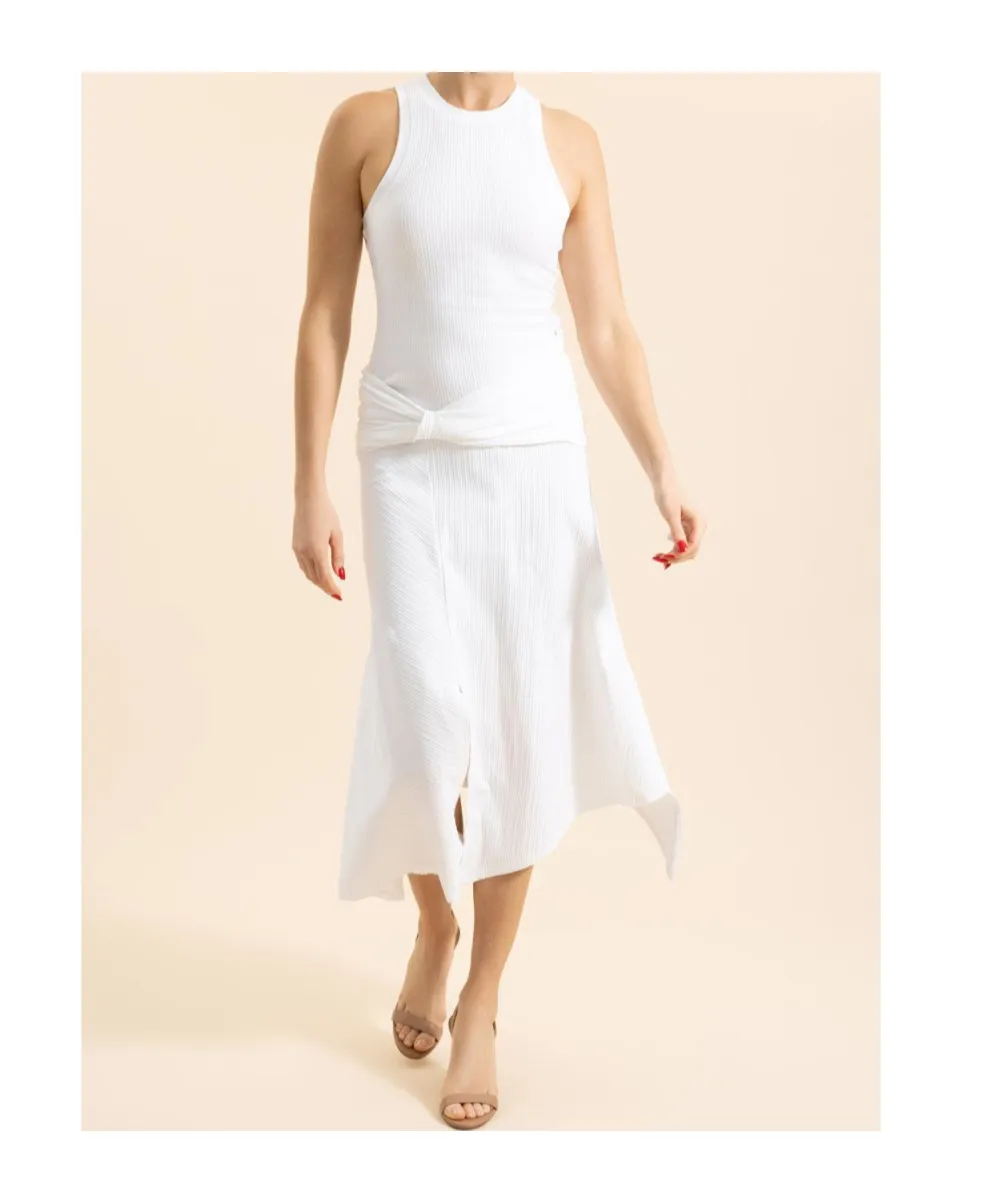 Victoria Beckham Twist-Front Ribbed Skirt