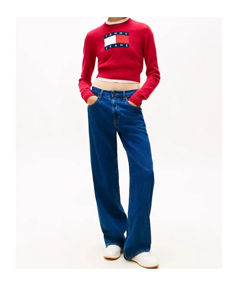 Tommy Flag Sequin Slim Jumper