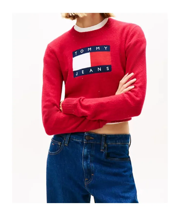 Tommy Flag Sequin Slim Jumper
