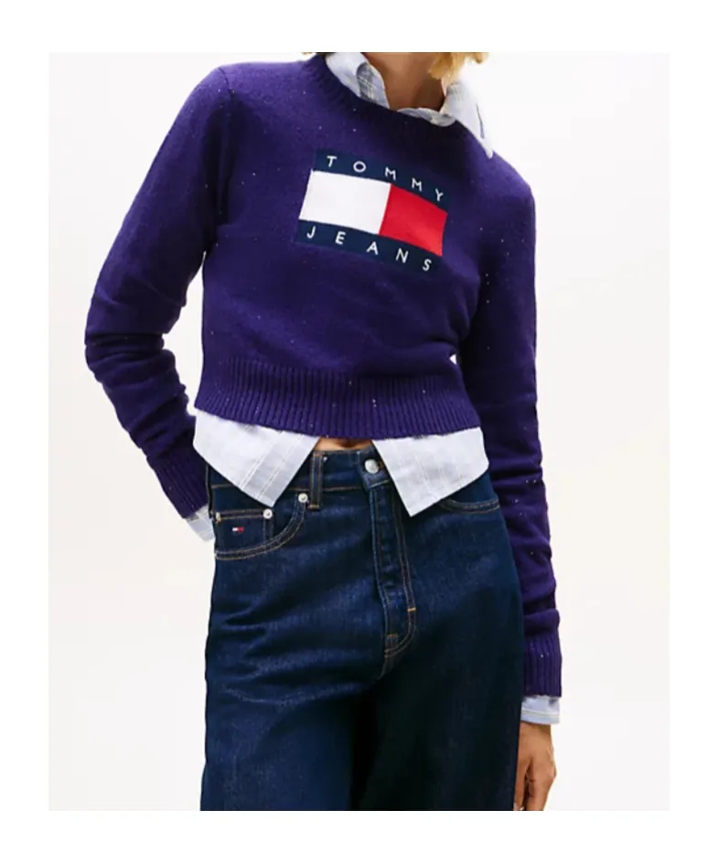 Tommy Jeans Tommy Flag Sequin Slim Jumper