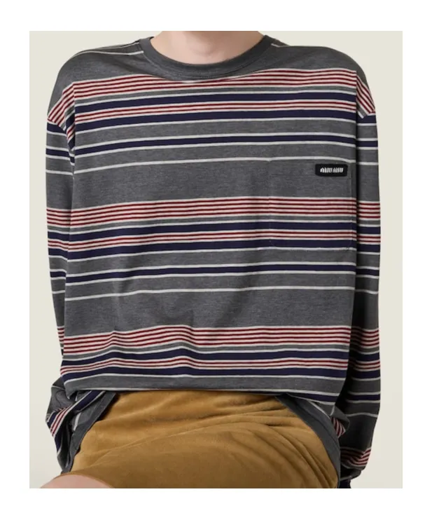 Miu Miu Long-Sleeved Striped T-Shirt