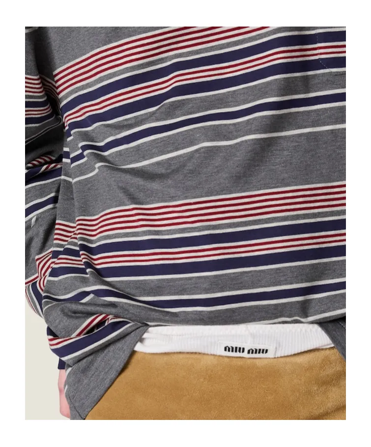 Miu Miu Long-Sleeved Striped T-Shirt
