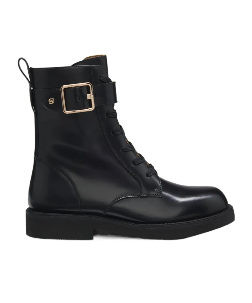 Buckle-Fastening Lace-Up Boots