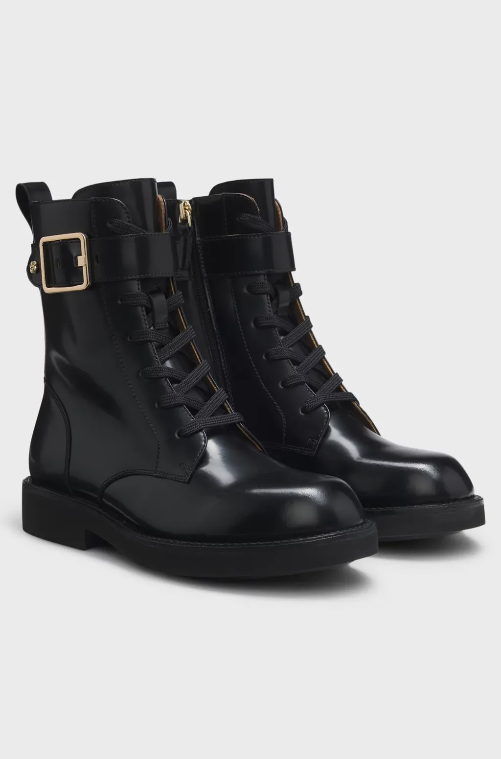 Buckle-Fastening Lace-Up Boots