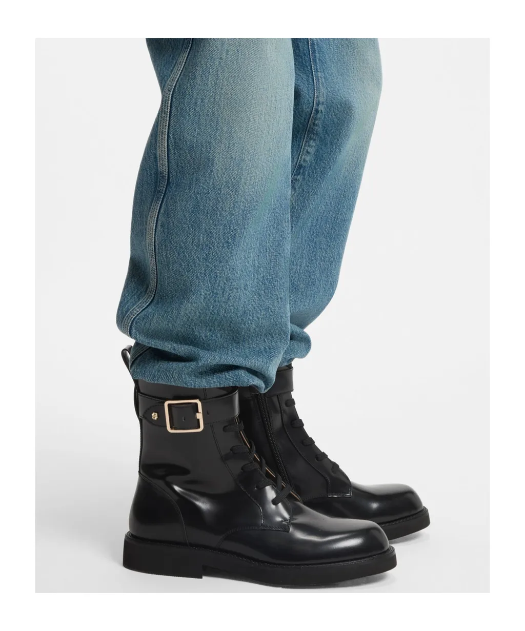 Buckle-Fastening Lace-Up Boots