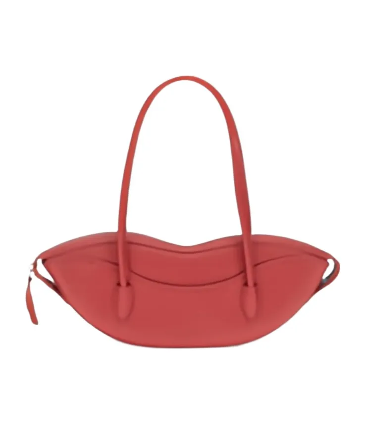 Lip-Patterned Zippered Handbag
