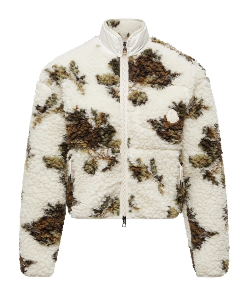 Floral Print Padded Wool Blend Jumper
