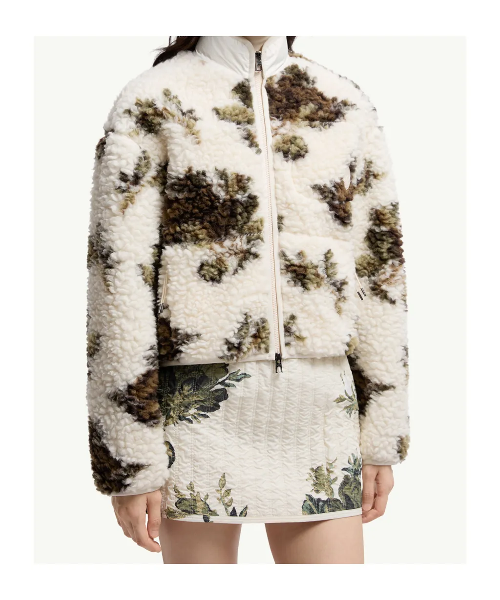 Floral Print Padded Wool Blend Jumper