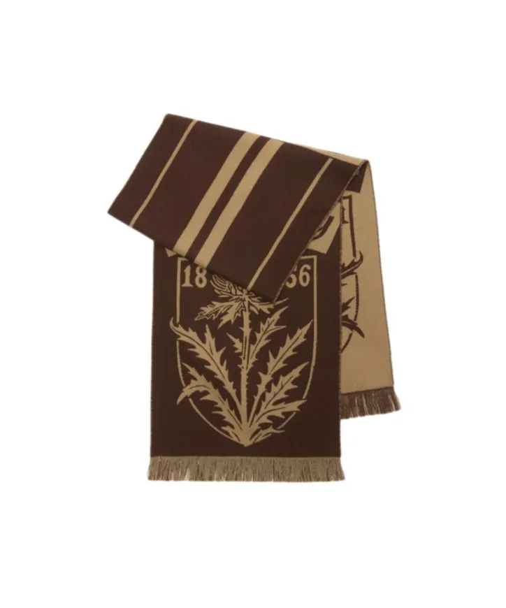 Burberry Thistle Shield Fringed Scarf