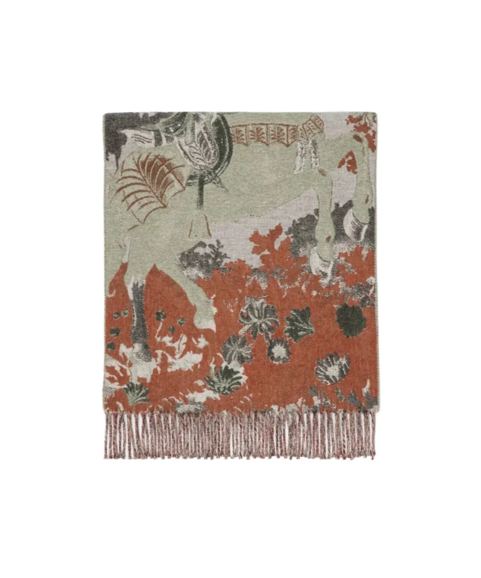 Burberry Stallion Portrait Fringed Scarf