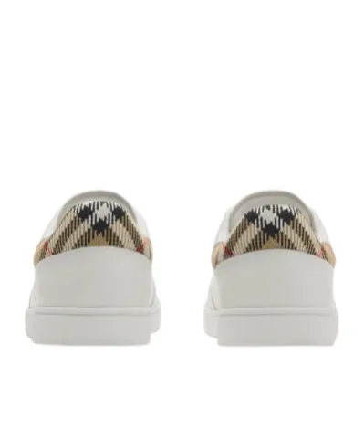 Burberry Checked Heel Leather Low-Top Sneakers