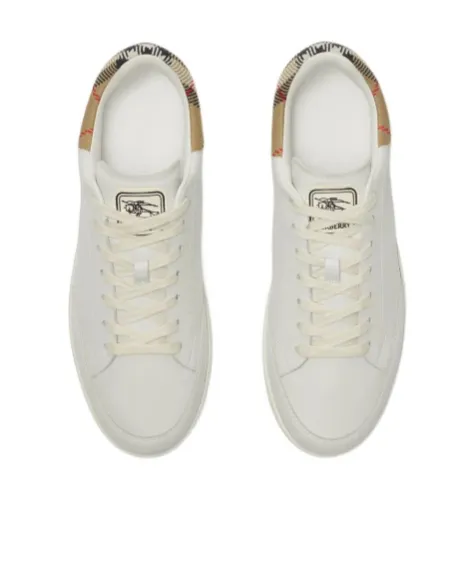 Burberry Checked Heel Leather Low-Top Sneakers