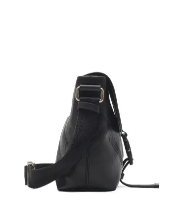 Small Embossed Check Buckled Messenger Bag