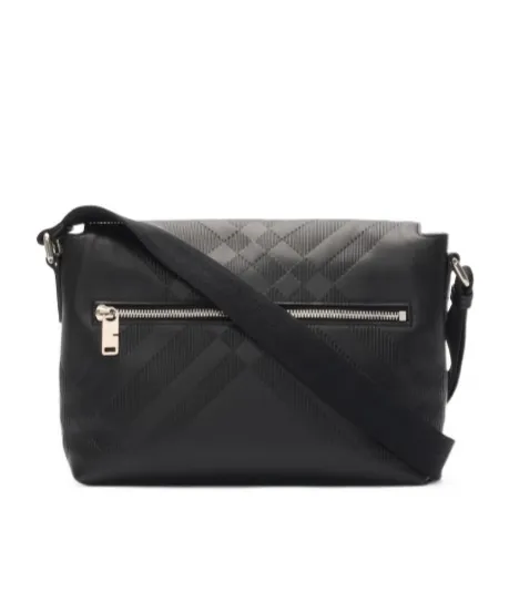 Small Embossed Check Buckled Messenger Bag