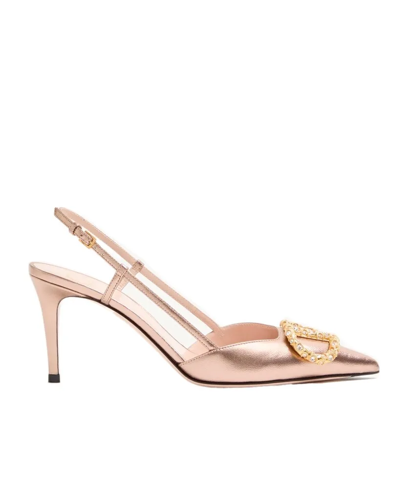Vlogo Signature Slingback Pump In Laminated Nappa Leather 80Mm